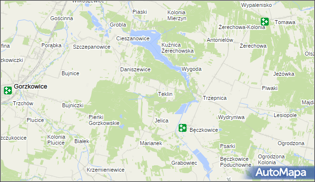 mapa Teklin gmina Łęki Szlacheckie, Teklin gmina Łęki Szlacheckie na mapie Targeo