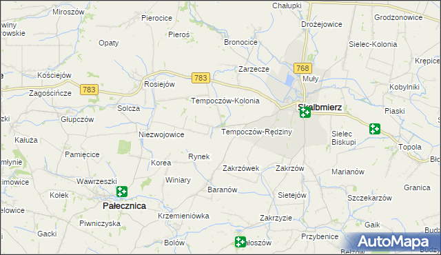 mapa Tempoczów-Rędziny, Tempoczów-Rędziny na mapie Targeo