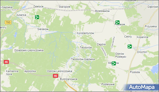 mapa Teodorów gmina Janów, Teodorów gmina Janów na mapie Targeo