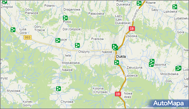 mapa Teodorówka gmina Dukla, Teodorówka gmina Dukla na mapie Targeo