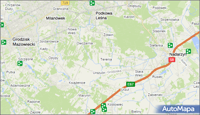 mapa Terenia, Terenia na mapie Targeo