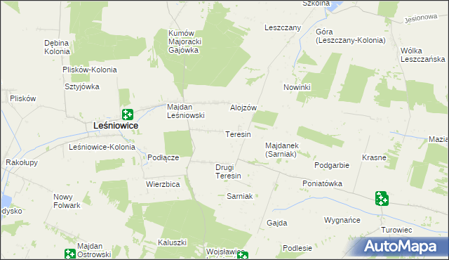 mapa Teresin gmina Leśniowice, Teresin gmina Leśniowice na mapie Targeo