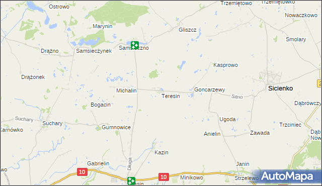 mapa Teresin gmina Sicienko, Teresin gmina Sicienko na mapie Targeo