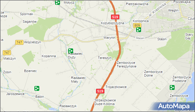 mapa Tereszyn, Tereszyn na mapie Targeo