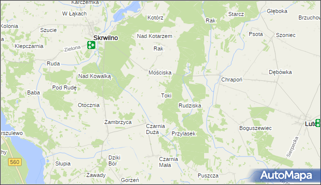 mapa Toki gmina Skrwilno, Toki gmina Skrwilno na mapie Targeo