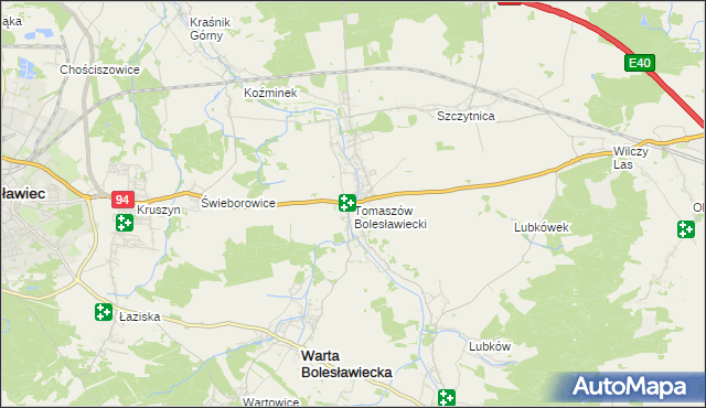 mapa Tomaszów Bolesławiecki, Tomaszów Bolesławiecki na mapie Targeo