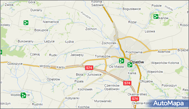 mapa Tomaszów gmina Opatów, Tomaszów gmina Opatów na mapie Targeo