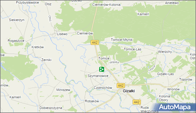 mapa Tomice gmina Gizałki, Tomice gmina Gizałki na mapie Targeo