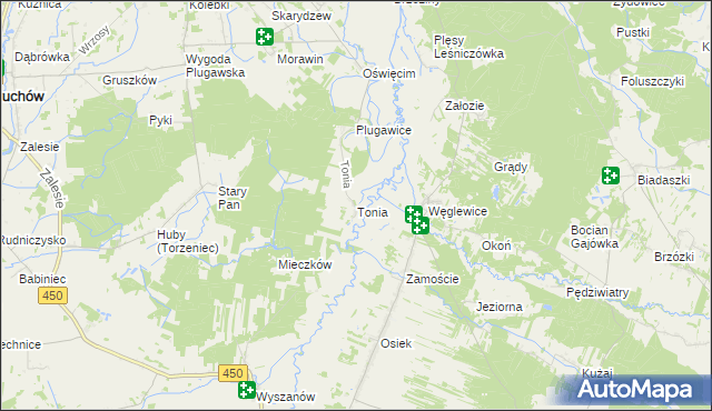 mapa Tonia gmina Doruchów, Tonia gmina Doruchów na mapie Targeo