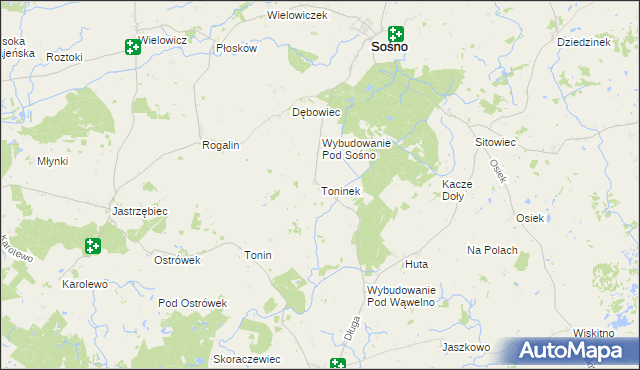 mapa Toninek, Toninek na mapie Targeo