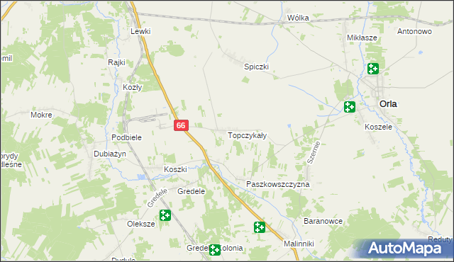 mapa Topczykały, Topczykały na mapie Targeo