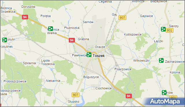 mapa Toszek, Toszek na mapie Targeo