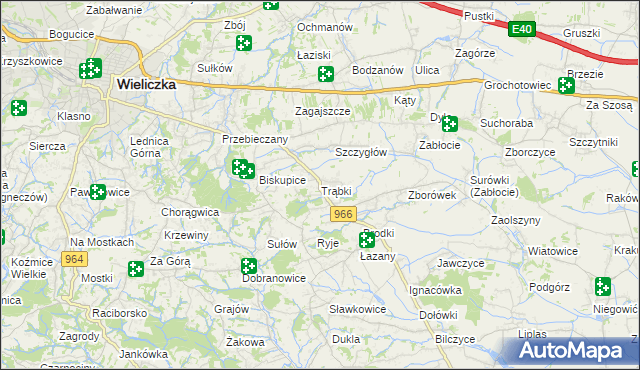 mapa Trąbki gmina Biskupice, Trąbki gmina Biskupice na mapie Targeo