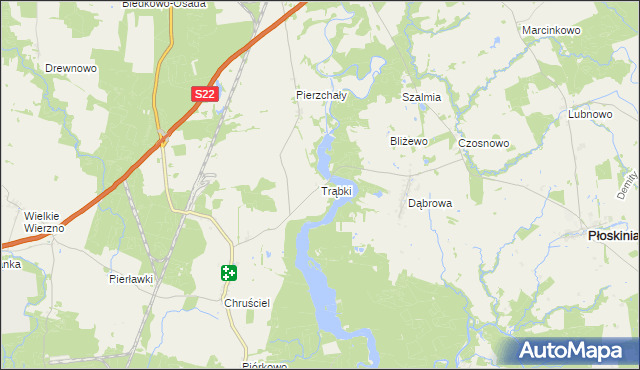 mapa Trąbki gmina Płoskinia, Trąbki gmina Płoskinia na mapie Targeo