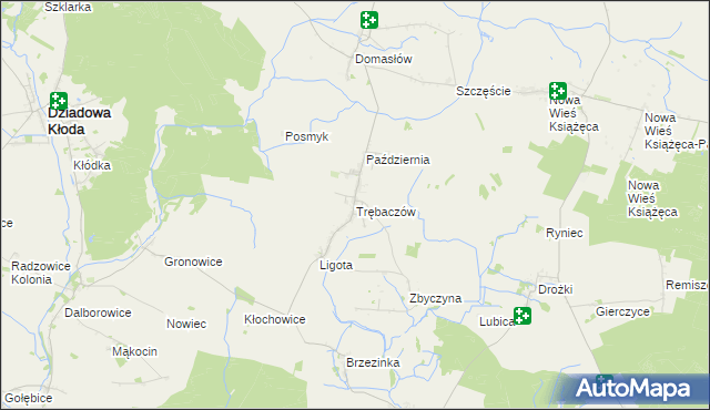 mapa Trębaczów gmina Perzów, Trębaczów gmina Perzów na mapie Targeo