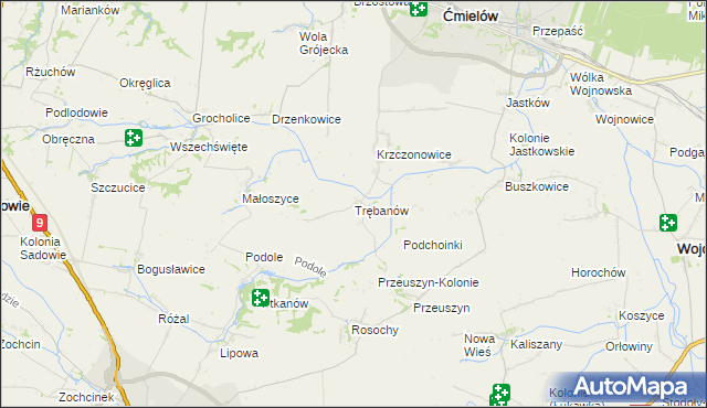 mapa Trębanów, Trębanów na mapie Targeo