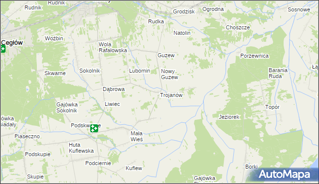 mapa Trojanów gmina Mrozy, Trojanów gmina Mrozy na mapie Targeo