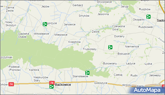 mapa Truskolasy gmina Sadowie, Truskolasy gmina Sadowie na mapie Targeo