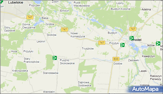 mapa Truszków, Truszków na mapie Targeo