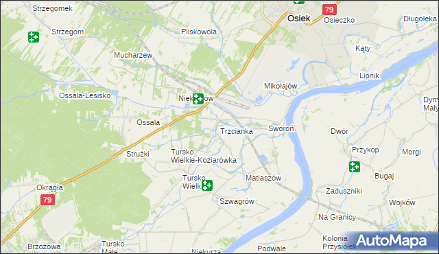 mapa Trzcianka gmina Osiek, Trzcianka gmina Osiek na mapie Targeo