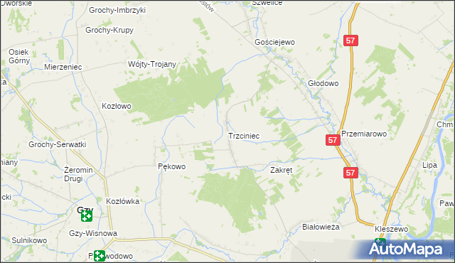 mapa Trzciniec gmina Pułtusk, Trzciniec gmina Pułtusk na mapie Targeo