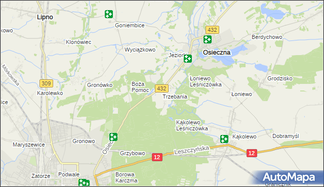 mapa Trzebania, Trzebania na mapie Targeo