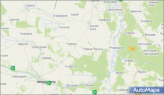mapa Trzebce-Perzyny, Trzebce-Perzyny na mapie Targeo