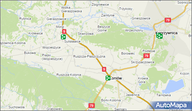 mapa Trzebiesławice, Trzebiesławice na mapie Targeo