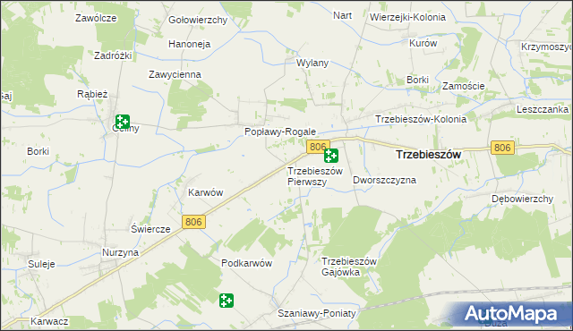 mapa Trzebieszów Pierwszy, Trzebieszów Pierwszy na mapie Targeo