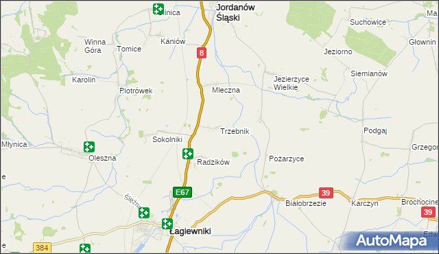 mapa Trzebnik, Trzebnik na mapie Targeo