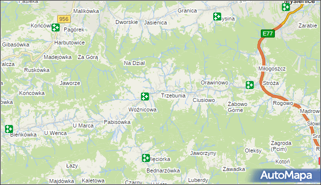 mapa Trzebunia, Trzebunia na mapie Targeo