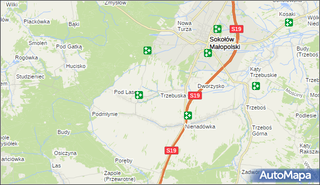 mapa Trzebuska, Trzebuska na mapie Targeo