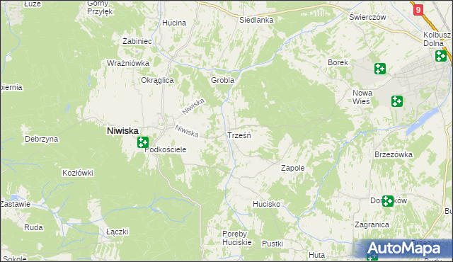 mapa Trześń gmina Niwiska, Trześń gmina Niwiska na mapie Targeo