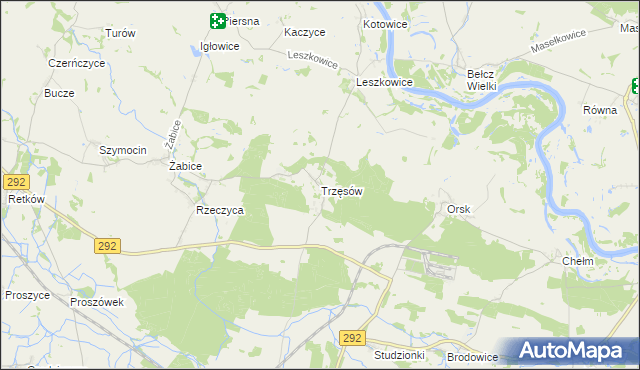 mapa Trzęsów gmina Grębocice, Trzęsów gmina Grębocice na mapie Targeo