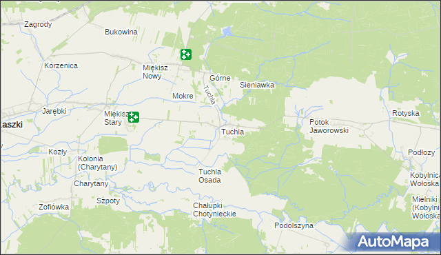 mapa Tuchla, Tuchla na mapie Targeo