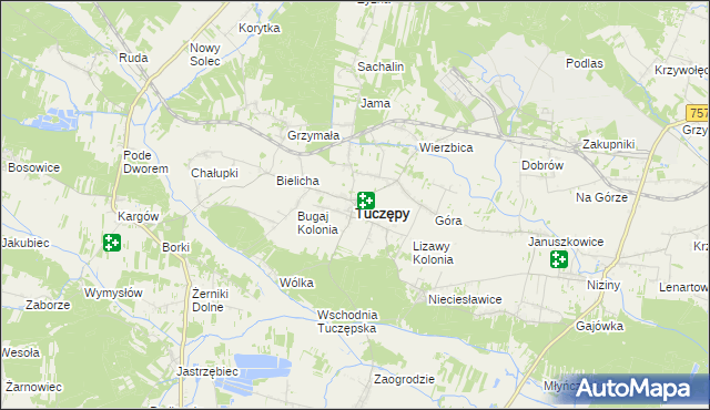 mapa Tuczępy powiat buski, Tuczępy powiat buski na mapie Targeo