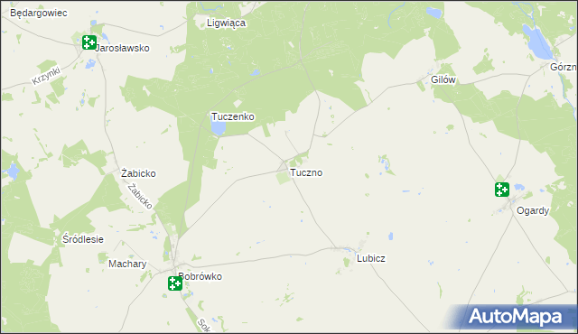 mapa Tuczno gmina Strzelce Krajeńskie, Tuczno gmina Strzelce Krajeńskie na mapie Targeo