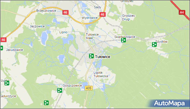 mapa Tułowice powiat opolski, Tułowice powiat opolski na mapie Targeo