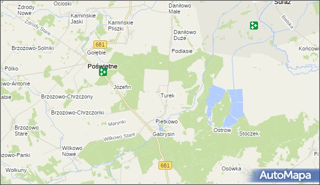 mapa Turek gmina Poświętne, Turek gmina Poświętne na mapie Targeo