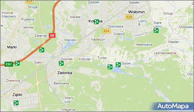 mapa Turów gmina Wołomin, Turów gmina Wołomin na mapie Targeo