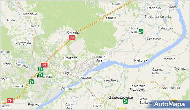 mapa Tursko Małe, Tursko Małe na mapie Targeo