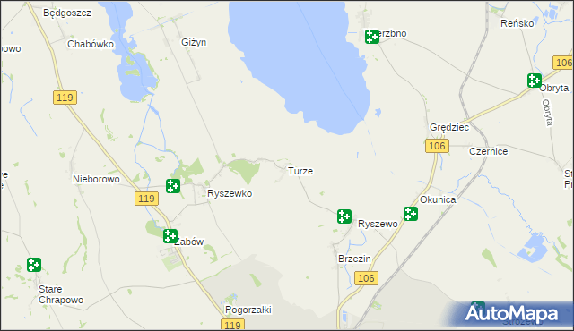 mapa Turze gmina Pyrzyce, Turze gmina Pyrzyce na mapie Targeo