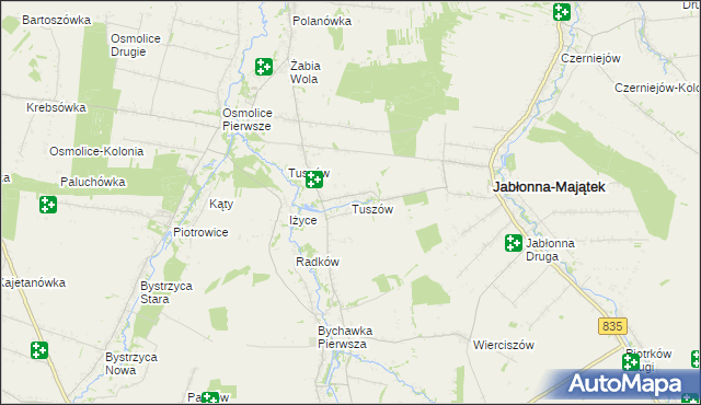 mapa Tuszów, Tuszów na mapie Targeo