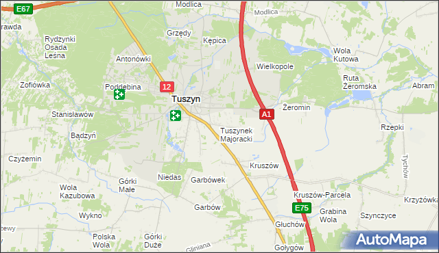 mapa Tuszynek Majoracki, Tuszynek Majoracki na mapie Targeo