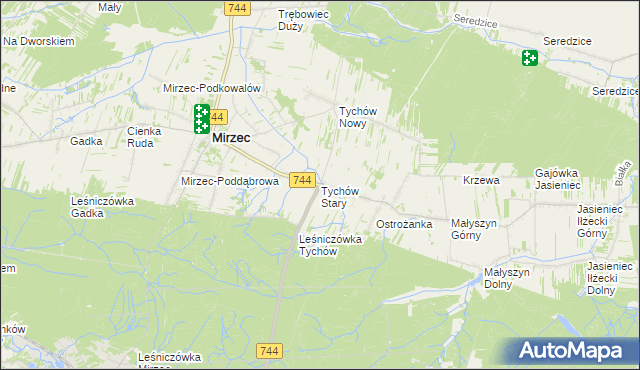 mapa Tychów Stary, Tychów Stary na mapie Targeo