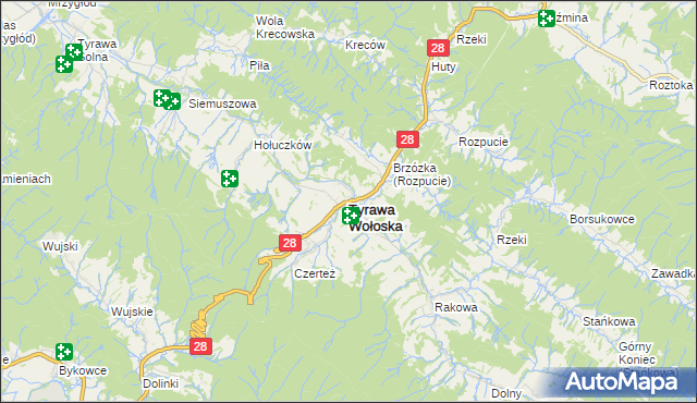 mapa Tyrawa Wołoska, Tyrawa Wołoska na mapie Targeo