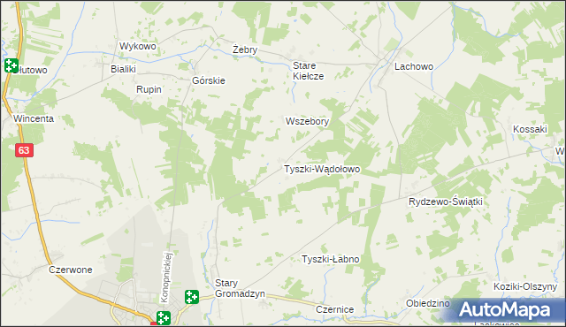 mapa Tyszki-Wądołowo, Tyszki-Wądołowo na mapie Targeo