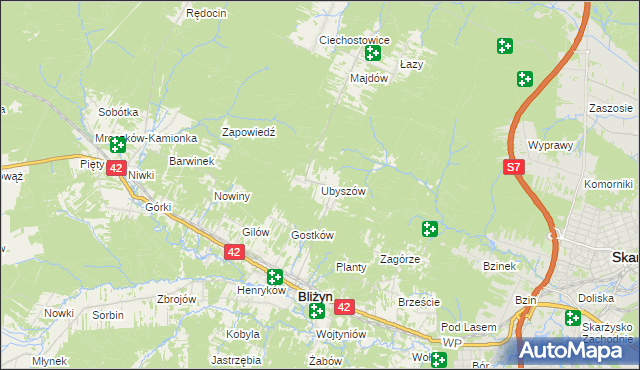 mapa Ubyszów, Ubyszów na mapie Targeo