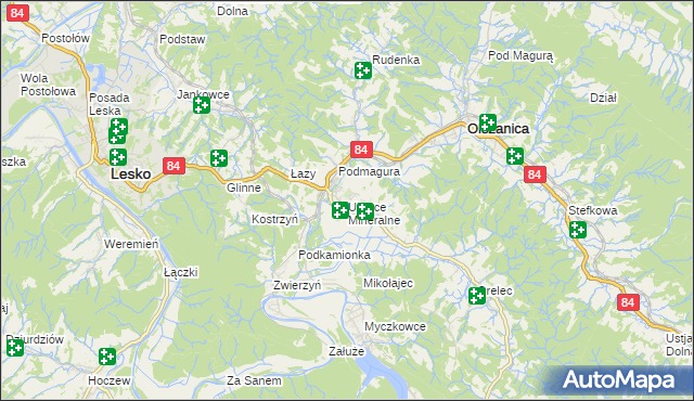 mapa Uherce Mineralne, Uherce Mineralne na mapie Targeo