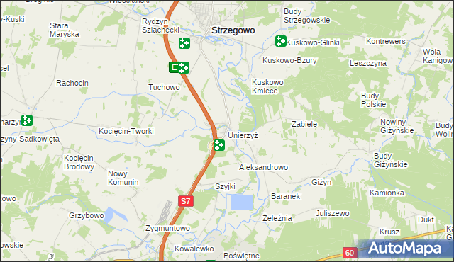 mapa Unierzyż, Unierzyż na mapie Targeo